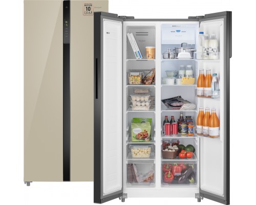Weissgauff WSBS 500 Inverter NoFrost Beige Glass