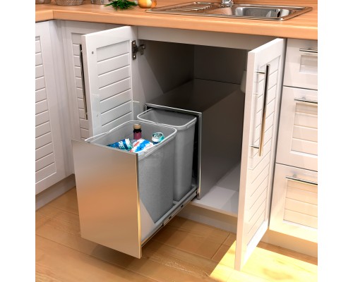 Ekotech Система сортировки ECOBOX INOX 24 л, распашной фасад 350 мм, нержавеющая сталь