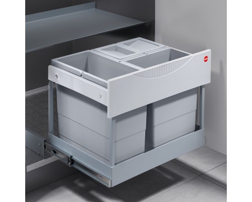 Hailo Система сортировки RAUMSPAR TANDEM S 29 л, распашной фасад 600 мм, серый