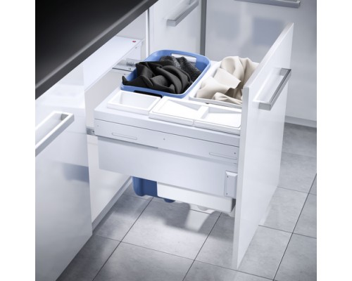 Hailo Система хранения белья LAUNDRY CARRIER 80 л, выдвижной фасад 600 мм, белый/синий