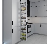 Duslar Система TALL WALL с 6 корзинами 129 мм, высота 1520 мм, выдвижной фасад от 200 мм, антрацит