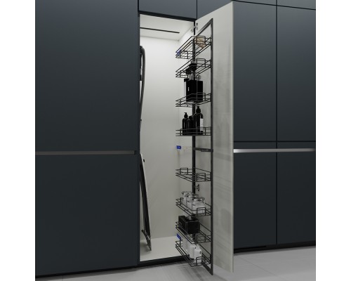 Duslar Система TALL SIDE с 10 корзинами 229 мм, высота 2120 мм, распашной фасад от 350 мм, антрацит