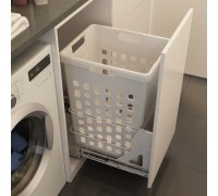 Duslar Корзина RIMI для хранения белья 48 л, выдвижной фасад 400 мм, белый