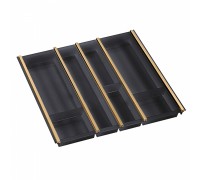 NinkaPlast Лоток CUISIO PRO для столовых приборов, ширина фасада 600 мм, 495-520х473х55 мм, черный/золото
