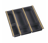 NinkaPlast Лоток CUISIO PRO для столовых приборов, ширина фасада 500 мм, 410-435х473х55 мм, черный/золото