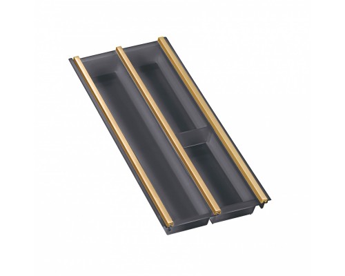 NinkaPlast Лоток CUISIO PRO для столовых приборов, ширина фасада 300 мм, 195-220х473х55 мм, черный/золото