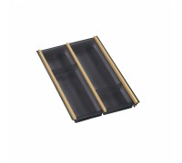 NinkaPlast Лоток CUISIO PRO для столовых приборов, ширина фасада 400 мм, 310-335х473х55 мм, черный/золото