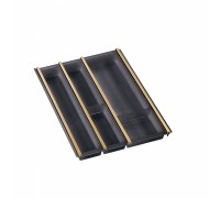 NinkaPlast Лоток CUISIO PRO для столовых приборов, ширина фасада 450 мм, 345-370х473х55 мм, черный/золото