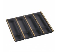 NinkaPlast Лоток CUISIO PRO для столовых приборов, ширина фасада 700 мм, 610-635х473х55 мм, черный/золото