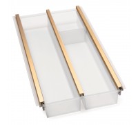 NinkaPlast Лоток CUISIO PRO для столовых приборов, ширина фасада 300 мм, 195-220х473х55 мм, белый/золото