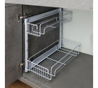 Pelly Выдвижная корзина Side под мойку, корзины 125 и 225 мм, на распашной фасад от 300 мм, серый