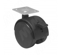 PULSE Опора колесная D40 мм с площадкой 38х38 мм, со стопором, черный (OK-40/1-CT),  Мебельное колесо