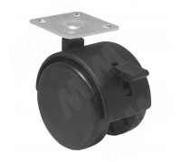 PULSE Опора колесная D50 мм с площадкой 38х38 мм, со стопором, черный (OK-50/1-CT),  Мебельное колесо