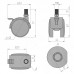 PULSE Опора колесная D50 мм с винтом M10х15 мм, со стопором, черный (OK-50/2-CT),  Мебельное колесо