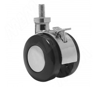 PULSE Опора колесная D50 мм с винтом M10х15 мм, со стопором, хром/черный (W00B),  Мебельное колесо