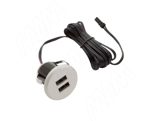 PULSE USB-розетка, врезная, 2 USB, никель матовый (USB-2S-MN)