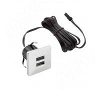 PULSE USB-розетка, врезная, квадратная, 2 USB, хром матовый (USB-2S-Q-MCR)