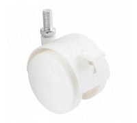 PULSE Опора двухколесная с винтом M10, D50 мм, со стопором, белая (OK-50/2-CT/WH),  Мебельное колесо