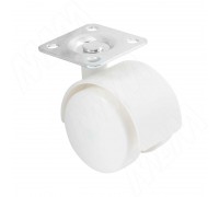 PULSE Опора двухколесная с площадкой, D40 мм, без стопора, белая (OK-40/1/K/WH),  Мебельное колесо