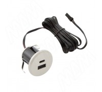 PULSE USB-розетка, врезная, 1 USB, 1 Type-C, никель матовый (USB-2S-C-MN)