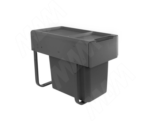 PULSE EASYBOX F30 Корзина встраиваемая для мусора выдвижная с доводчиком и крышкой-полкой, объём 22 (1x22) л, цвет тёмно-серый (EMB301-22DG)