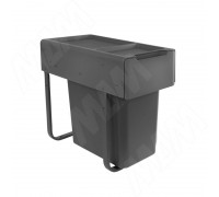 PULSE EASYBOX F30 Корзина встраиваемая для мусора выдвижная с доводчиком и крышкой-полкой, объём 25 (1x25) л, цвет тёмно-серый (EMB301-25DG)