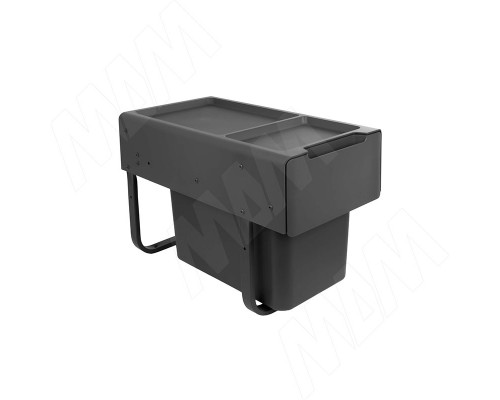 PULSE EASYBOX F30 Корзина встраиваемая для мусора выдвижная с доводчиком и крышкой-полкой, объём 19 (1x19) л, цвет тёмно-серый (EMB301-19DG)