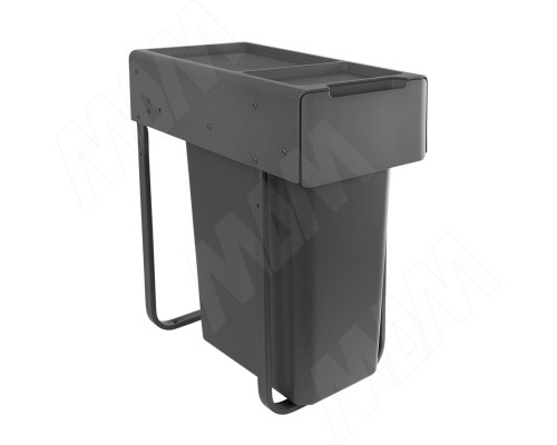 PULSE EASYBOX F30 Корзина встраиваемая для мусора выдвижная с доводчиком и крышкой-полкой, объём 30 (1x30) л, цвет тёмно-серый (EMB301-30DG)