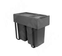 PULSE EASYBOX F30 Корзина встраиваемая для мусора выдвижная с доводчиком и крышкой-полкой, объём 28 (2x14) л, цвет тёмно-серый (EMB302-28DG)