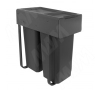 PULSE EASYBOX F30 Корзина встраиваемая для мусора выдвижная с доводчиком и крышкой-полкой, объём 34 (2x17) л, цвет тёмно-серый (EMB302-34DG)