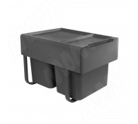 PULSE EASYBOX F40 Корзина встраиваемая для мусора выдвижная с доводчиком и крышкой-полкой, объём 30 (2x15) л, цвет тёмно-серый (EMB402-30DG)