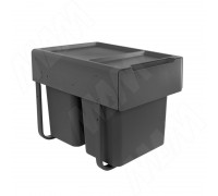 PULSE EASYBOX F40 Корзина встраиваемая для мусора выдвижная с доводчиком и крышкой-полкой, объём 36 (2x18) л, цвет тёмно-серый (EMB402-36DG)