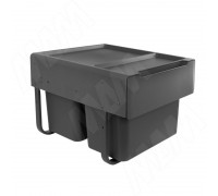 PULSE EASYBOX F45 Корзина встраиваемая для мусора выдвижная с доводчиком и крышкой-полкой, объём 38 (2x19) л, цвет тёмно-серый (EMB452-38DG)