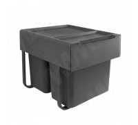 PULSE EASYBOX F45 Корзина встраиваемая для мусора выдвижная с доводчиком и крышкой-полкой, объём 44 (2x22) л, цвет тёмно-серый (EMB452-44DG)