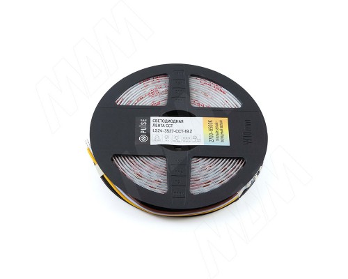 PULSE CCT Светодиодная лента 3527/120, 24V, 5 м, теплый белый - холодный белый 2700-6500К, IP20, 19.2W/1м (LS24-3527-CCT-19.2)