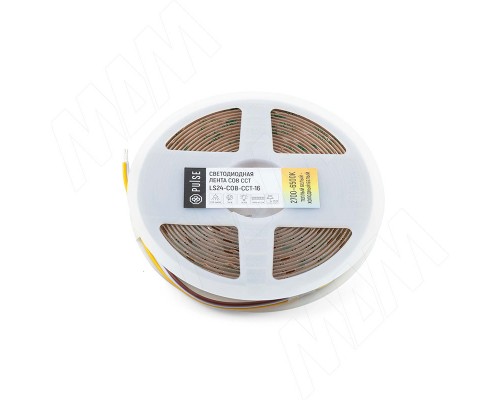 PULSE CCT COB Светодиодная лента, 640 диодов, 24V, 5 м, CRI 90, теплый белый - холодный белый 2700-6500К, IP20, 16W/1м (LS24-COB-CCT-16)