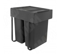 PULSE EASYBOX F45 Корзина встраиваемая для мусора выдвижная с доводчиком и крышкой-полкой, объём 60 (2x30) л, цвет тёмно-серый (EMB452-60DG)