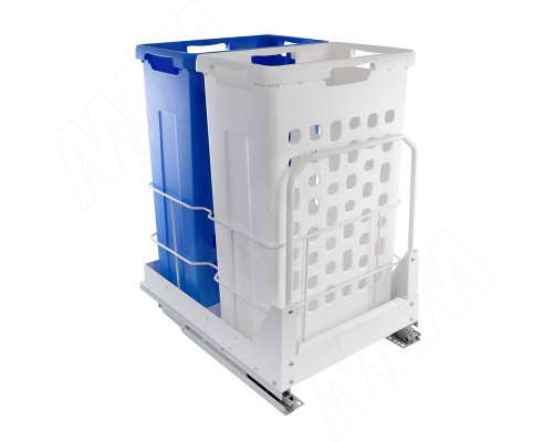 PULSE HAMPER LW45 Корзина для белья выдвижная, 2 емкости (35л+35л), напр.полн.выдв., плавн.закр., цвет белый (LHW452-70WT)