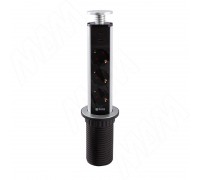 PULSE ПОСТ Выдвижной блок розеток, d=60 мм, 3 розетки, 1 USB, 1 USB Type-C, быстрая зарядка, серебро, POST (PO-60-3S1A1C-F-AL)
