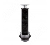 PULSE ПОСТ Выдвижной блок розеток, d=90 мм, 3 розетки, 1 USB, 1 USB Type-C, быстрая зарядка, серебро, POST (PO-90-3S1A1C-F-AL)