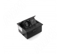 PULSE ПОП-АП Выдвижной блок розеток, 137*134 мм, 1 розетка, 1 USB, 1 USB Type-C, черный, POP-UP (PU-S-1S1A-BL)