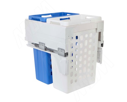 PULSE HAMPER LM45 Корзина для белья выдвижная, 2 емкости (35л+35л), напр.полн.выдв., плавн.закр., цвет белый (LHM452-70WT)