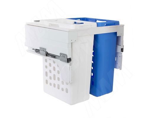 PULSE HAMPER LM60 Корзина для белья выдвижная, 2 емкости (35л+35л), напр.полн.выдв., плавн.закр., цвет белый (LHM602-70WT)
