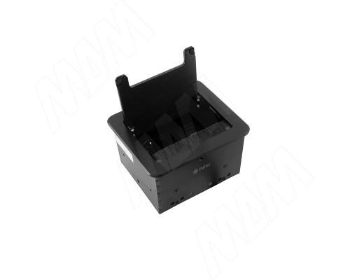 PULSE ФЛИП Блок розеток с откидной крышкой, 144*129 мм, 1 розетка, 1 USB, 1 USB Type-C, быстрая зарядка, черный, FLIP (FU-S-1S1A1C-F-BL)