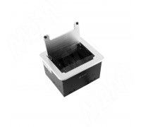 PULSE ФЛИП Блок розеток с откидной крышкой, 144*129 мм, 1 розетка, 1 USB, 1 USB Type-C, быстрая зарядка, серебро, FLIP (FU-S-1S1A1C-F-AL)