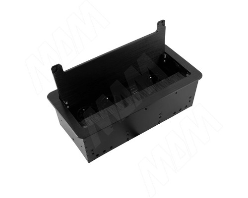 PULSE ФЛИП Блок розеток с откидной крышкой, 265*129 мм, 3 розетки, 1 USB, 1 USB Type-C, быстрая зарядка, черный, FLIP (FU-S-3S1A1C-F-BL)