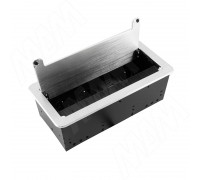 PULSE ФЛИП Блок розеток с откидной крышкой, 265*129 мм, 3 розетки, 1 USB, 1 USB Type-C, быстрая зарядка, серебро, FLIP (FU-S-3S1A1C-F-AL)