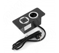 PULSE ДЕСК Открытый блок розеток,  188*80 мм, 1 розетка, 1 USB, 1 USB Type-C, быстрая зарядка, черный, DESK (DS-S-1S1A1C-F-BL)