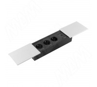 PULSE СЛАЙД Блок розеток с раздвижными крышками, 280х72 мм, 3 розетки, 1 USB, 1 USB Type-C, быстрая зарядка, серебро, SLIDE (SLS-S-3S1A1C-F2-Al)