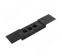 PULSE СЛАЙД Блок розеток с раздвижными крышками, 280х72 мм, 3 розетки, 1 USB, 1 USB Type-C, быстрая зарядка, черный, SLIDE (SLS-S-3S1A1C-F2-BL)